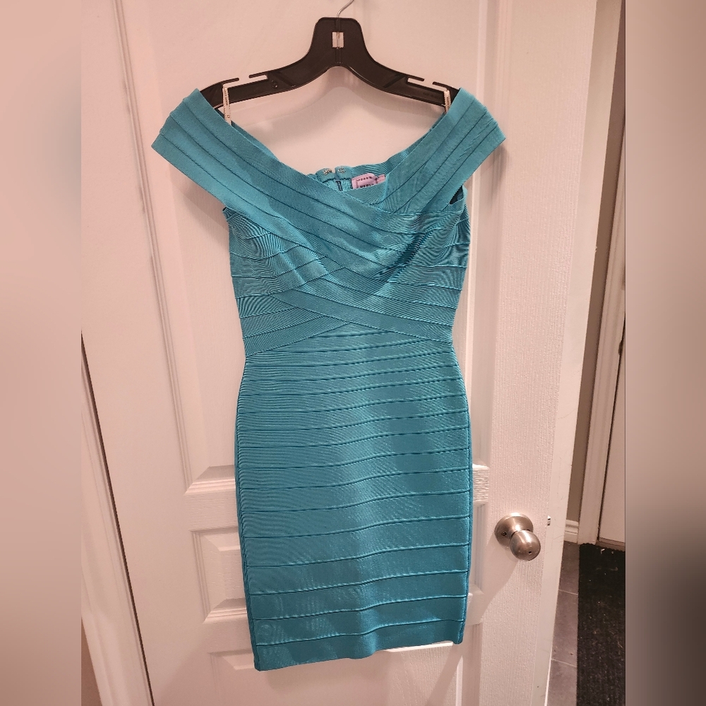 Herve Leger Teal NWT Bandage Dress size S